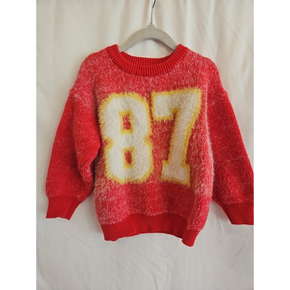 Fancy Schmancy Baby Girls Red Fuzzy 87 Sweater Estimated Size 2T Kansas City